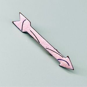 Vintage Enamel Copper Artisan Made Arrow Brooch One of a Kind